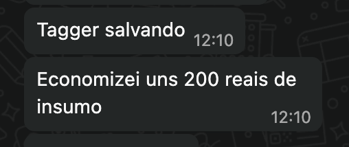 Depoimento de cliente: print de conversa sobre resultado com o Tagger.